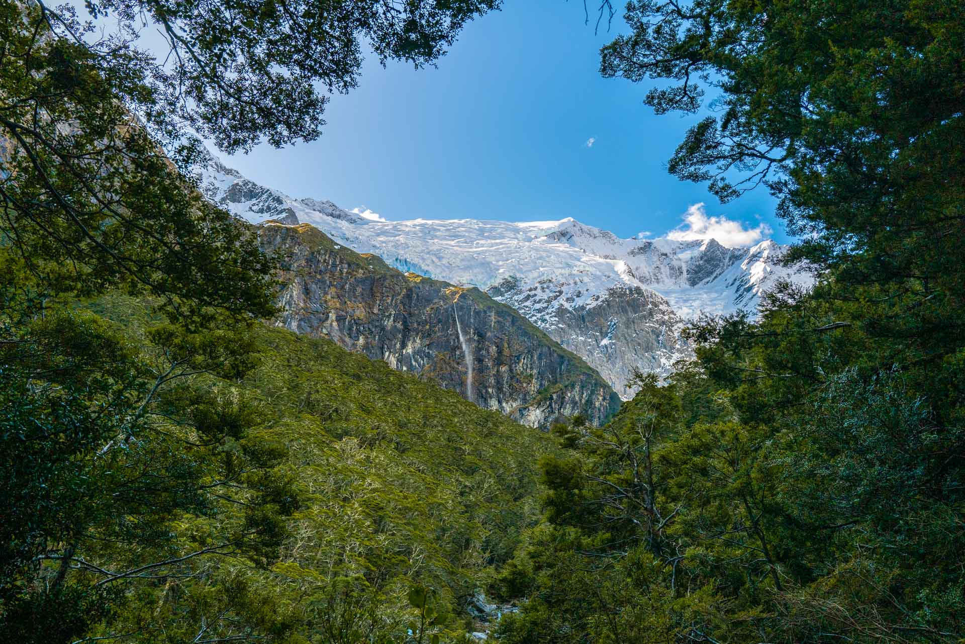 Erster Blick auf den Rob Roy Gletscher