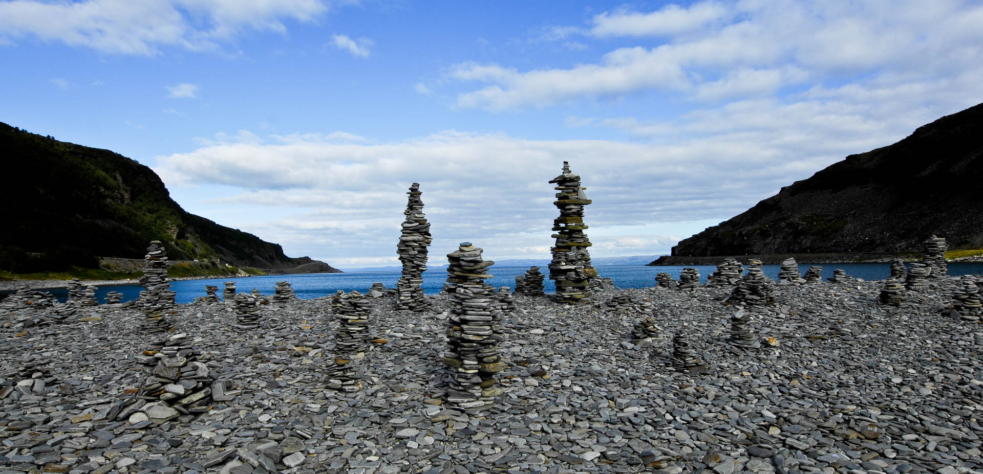 Stone pyramids some kilometers south of Sortvik (E69)