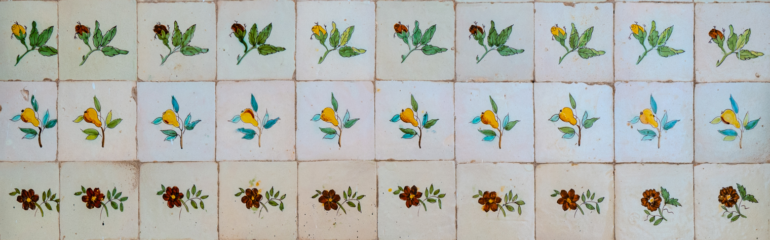Wandfliesen mit Blumen und Obst