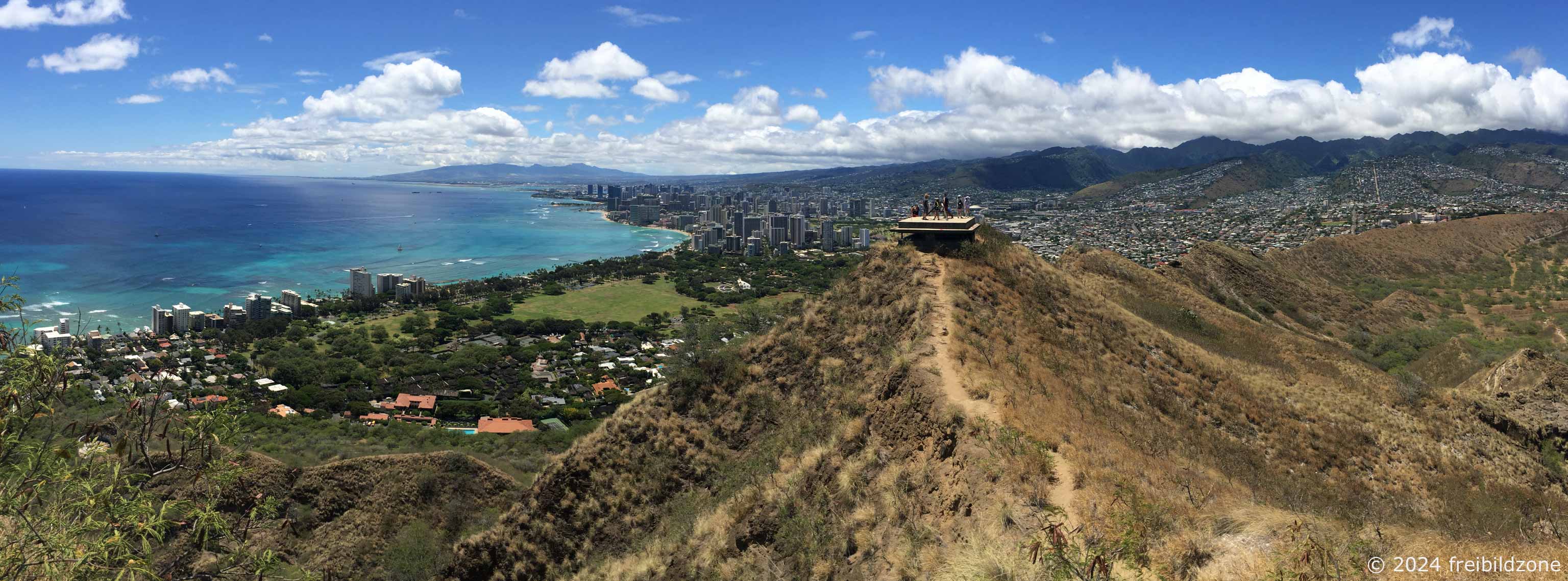 Honolulu and Waikiki Beach from Diamond Head, Hawaii, USA