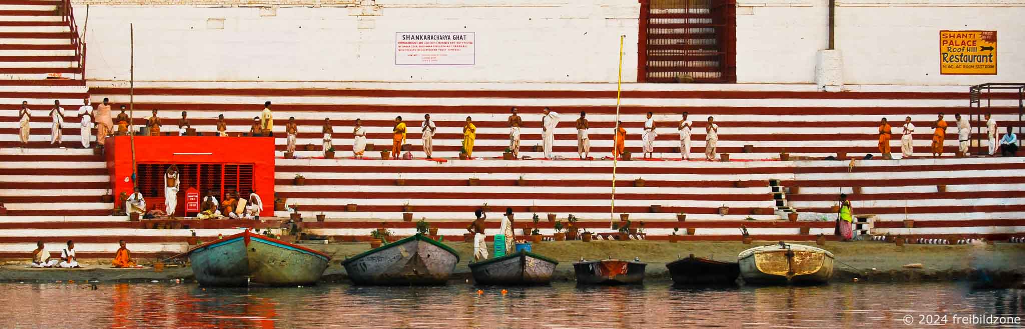 Morning gym ceremony at Shankaracharya Ghat, Varanasi, India