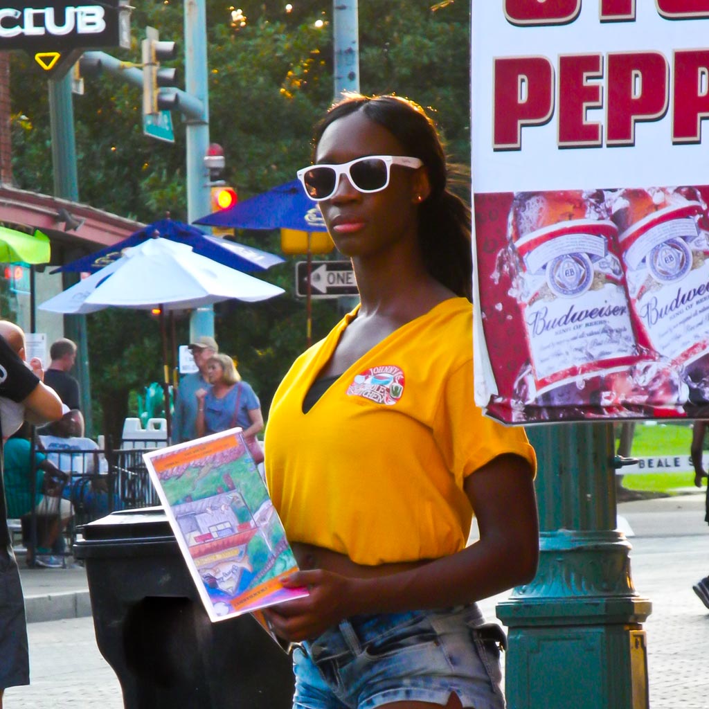 Canvassing girl on Beale Street, Memphis. USA