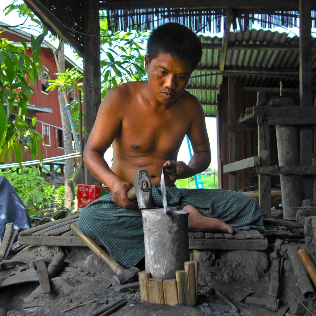 Blacksmith at Inle Lake, Nan Pan, Myanmar