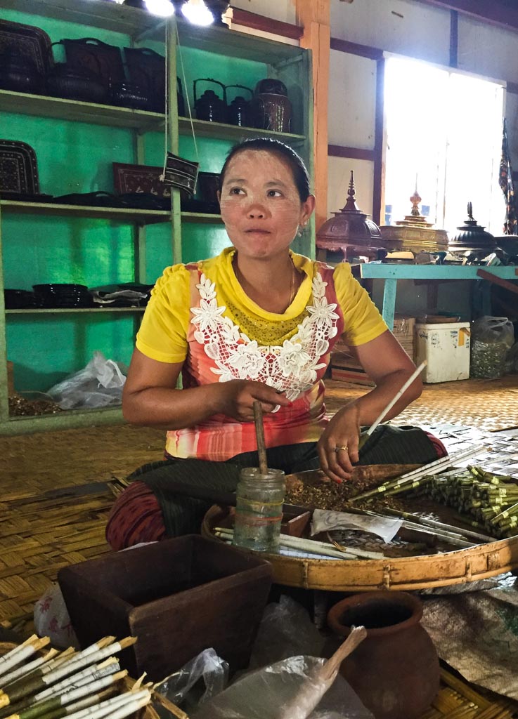 Worker in cigar factory, Phaung Daw, Myanmar