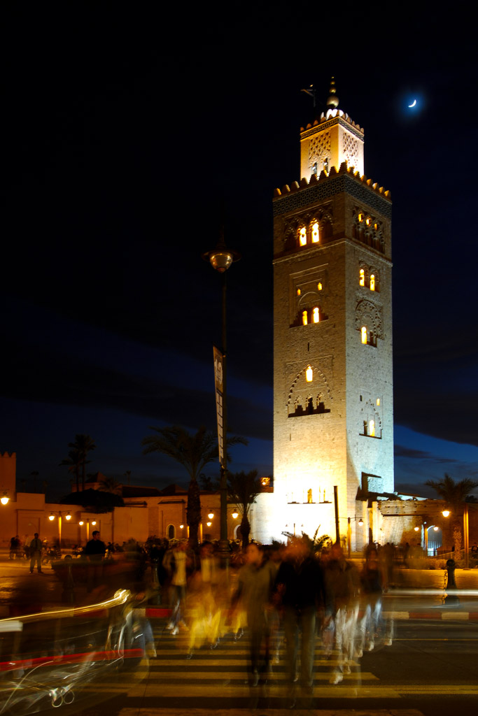 Koutoubia Moschee bei Nacht, Marrakesch