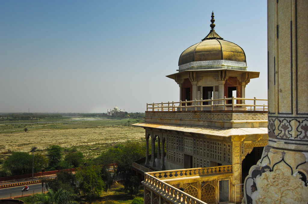 Agra Fort with Taj Mahal in the background, Agra, Uttar Pradesh