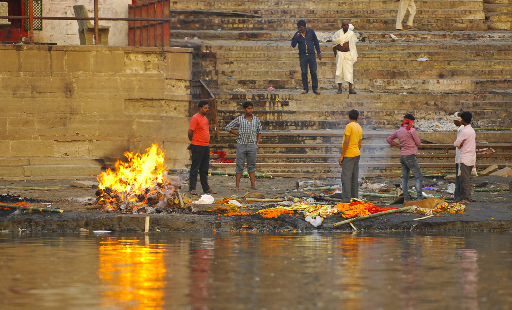 Cremation ceremonies at Harishchandra Ghat, Varanasi, Uttar Pradesh