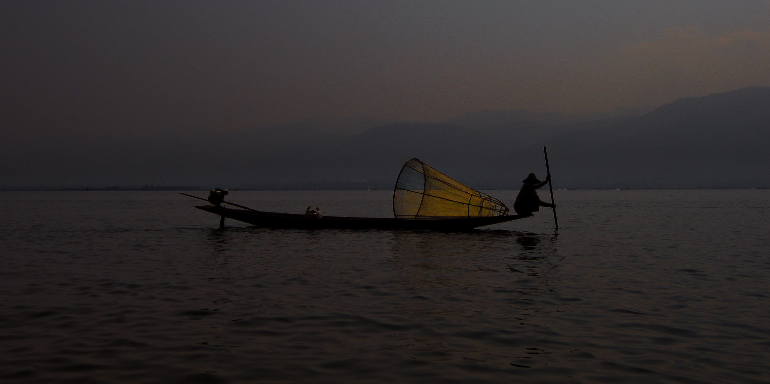  Fisherman in the evening at Inle Lake