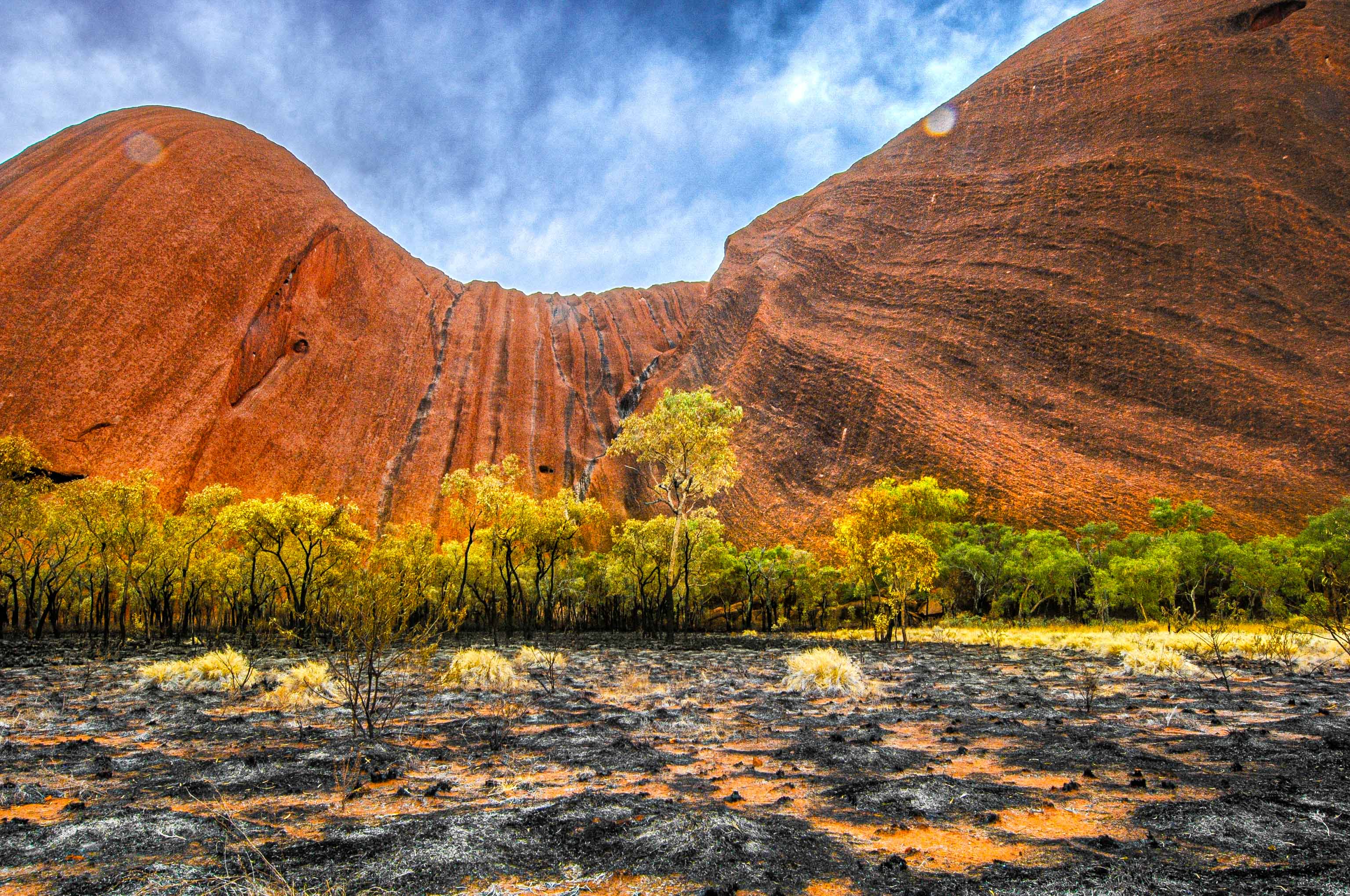 After the woodfire, Uluru, Australia