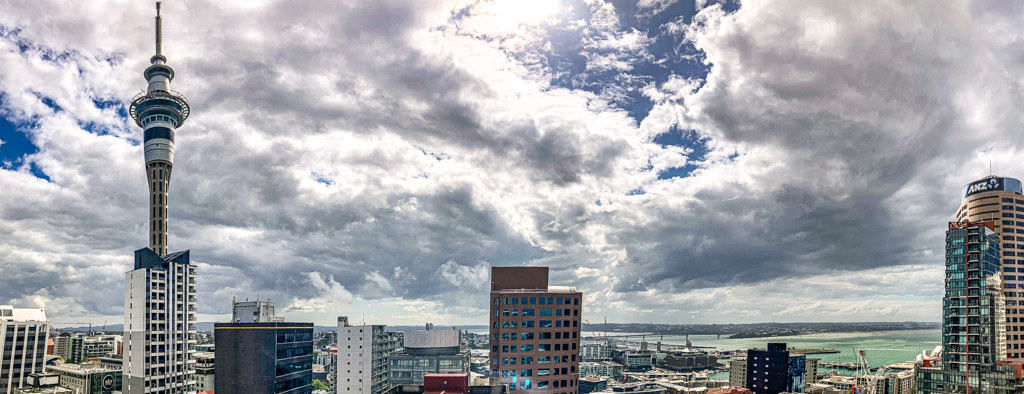 Auckland Skyline with Tower and Harbour Bridge