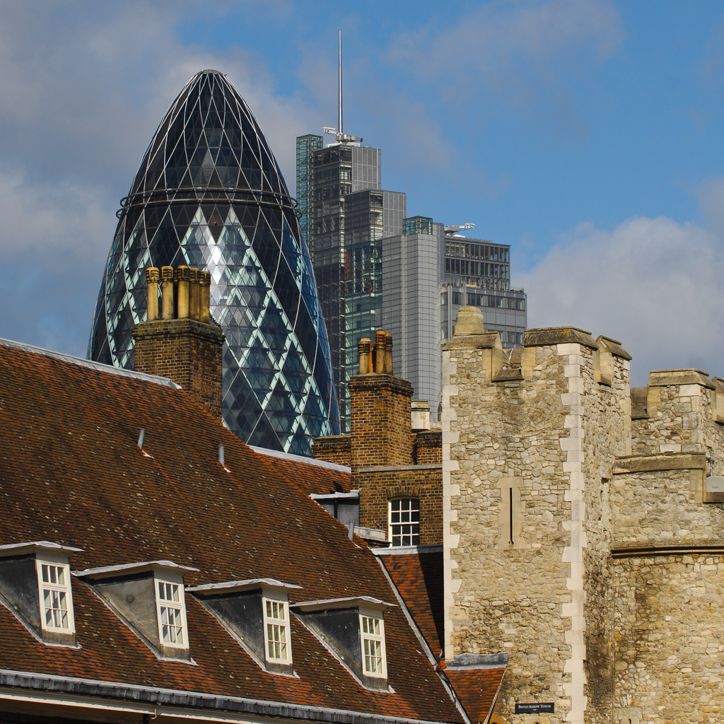 Tower of London with Swiss Re Building