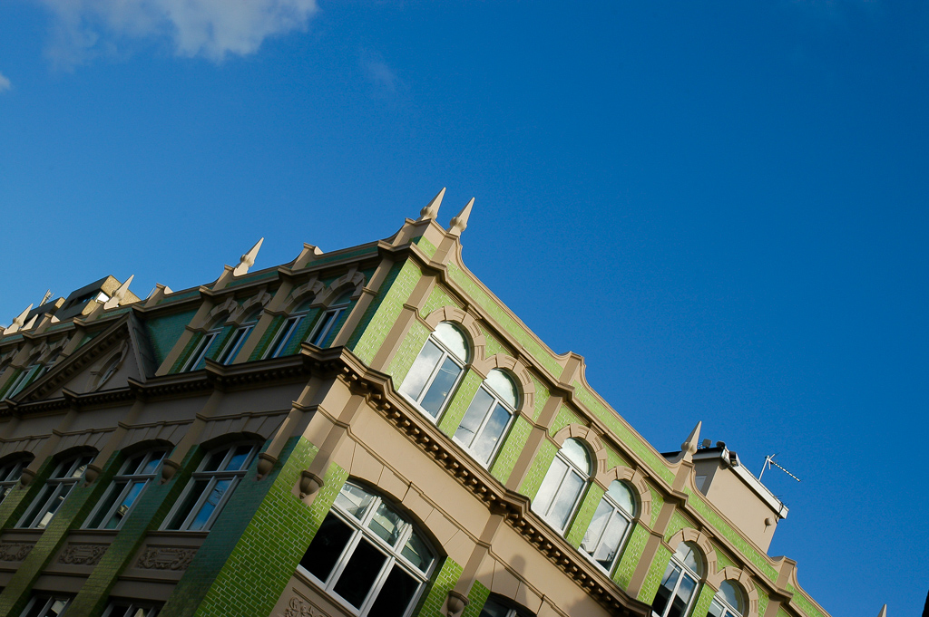 Green tiled house